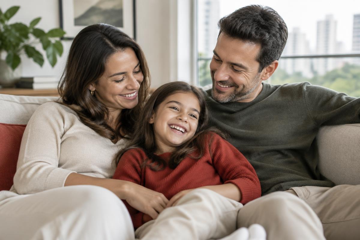 Família reunida em casa